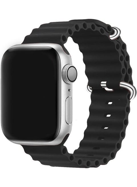 Apple Watch Ocean Band 49mm 45mm 44mm 42mm Soft Silicone Loop Strap for iWatch Series Ultra/8/7/SE/6/5/4/3/2/1 Black