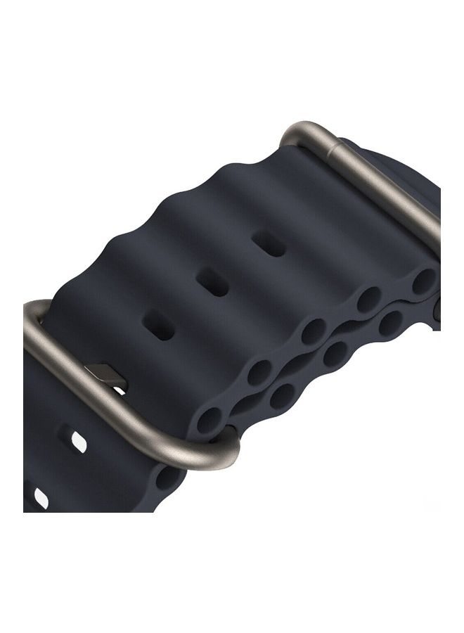MARGOUN - Apple Watch Ocean Band 49mm 45mm 44mm 42mm Soft Silicone Loop Strap for iWatch Series Ultra/8/7/SE/6/5/4/3/2/1 Black - Image 1