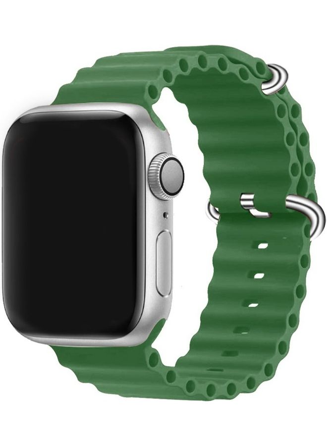 MARGOUN - Apple Watch Ocean Band 49mm 45mm 44mm 42mm Soft Silicone Loop Strap for iWatch Series Ultra/8/7/SE/6/5/4/3/2/1 Green - Image 1