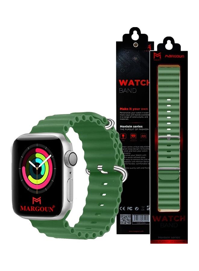 MARGOUN - Apple Watch Ocean Band 49mm 45mm 44mm 42mm Soft Silicone Loop Strap for iWatch Series Ultra/8/7/SE/6/5/4/3/2/1 Green - Image 1