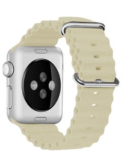 MARGOUN Apple Watch Ocean Band 49mm 45mm 44mm 42mm Soft Silicone Loop Strap for iWatch Series Ultra/8/7/SE/6/5/4/3/2/1 Beige  - Image 2