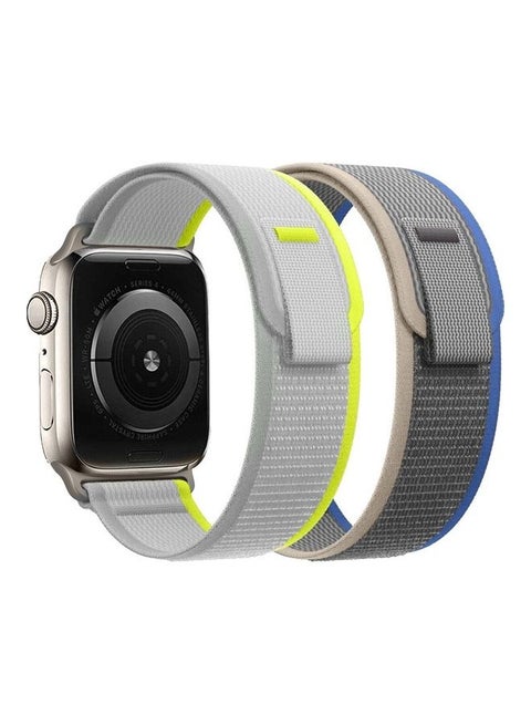 2Pack for Apple Watch Trail Band 49mm 45mm 44mm 42mm Nylon Woven Sport Strap for iWatch Series Ultra/8/7/SE/6/5/4/3/2/1 Grey/Dark Grey