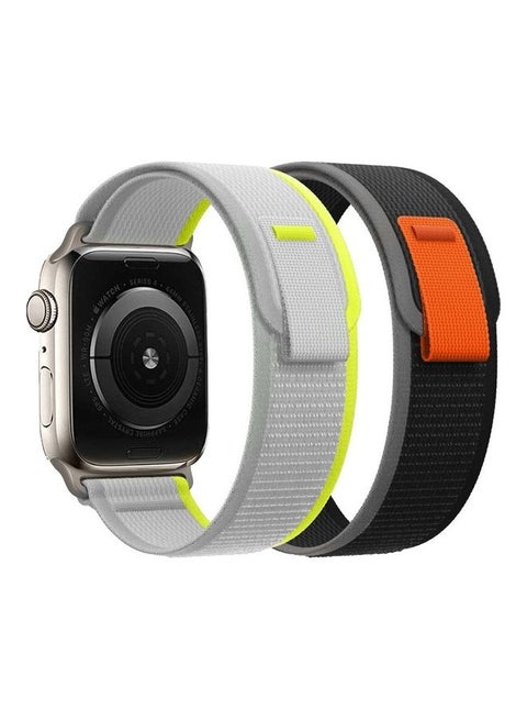 2Pack for Apple Watch Trail Band 49mm 45mm 44mm 42mm Nylon Woven Sport Strap for iWatch Series Ultra/8/7/SE/6/5/4/3/2/1 Grey/Black