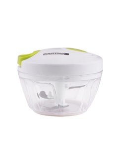 Royalford Mini Vegetable Chopper 3Pcs Stainless Steel Blades Anti Skid Base Multicolour Clear With Green/White Cover  - Image 2