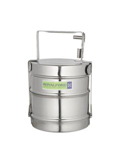 Royalford 2 Layer Stainless Steel Bombay Tiffin Silver 13x21cm  - Image 1