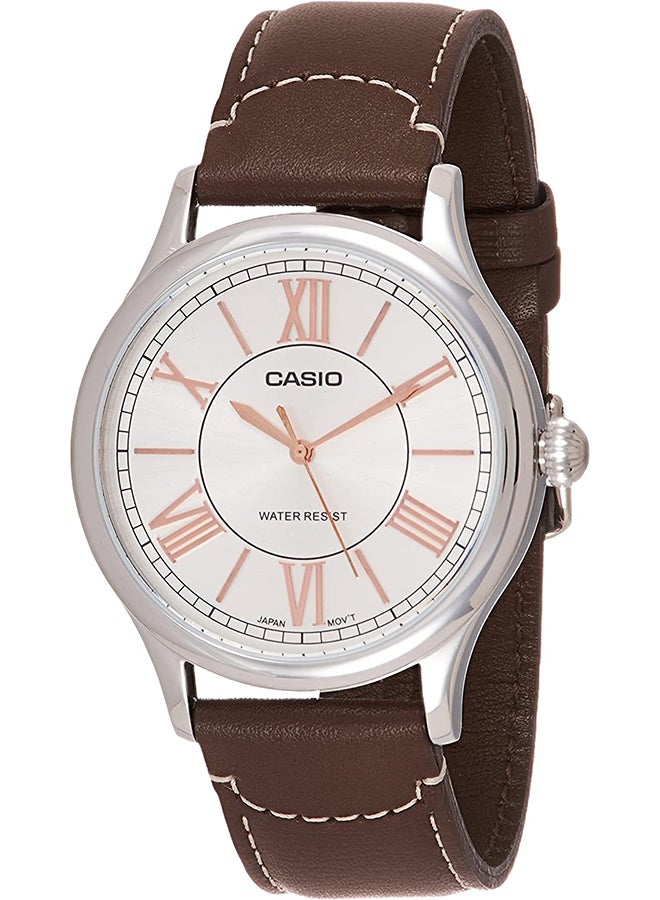 كاسيو ساعة يد بعقارب وسوار من الجلد - طراز MTP-E113L-5ADF للرجال - Image 2