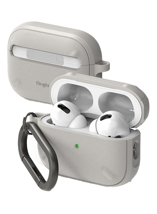 Ringke Onyx Cover For Air Pods Pro 2nd Generation 2022 Extreme Tough Silicone Type Shockproof Premium TPU Non Slip Bumper Case With Keychain Carabiner Warm Grey  - Image 1