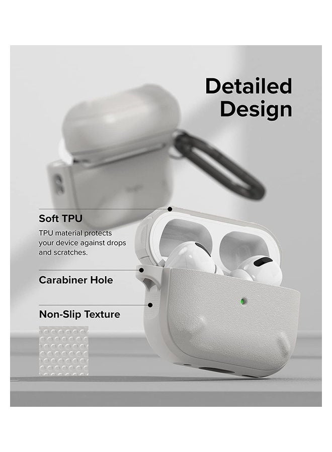 Ringke Onyx Cover For Air Pods Pro 2nd Generation 2022 Extreme Tough Silicone Type Shockproof Premium TPU Non Slip Bumper Case With Keychain Carabiner Warm Grey  - Image 3