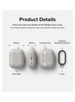 Ringke Onyx Cover For Air Pods Pro 2nd Generation 2022 Extreme Tough Silicone Type Shockproof Premium TPU Non Slip Bumper Case With Keychain Carabiner Warm Grey  - Image 4