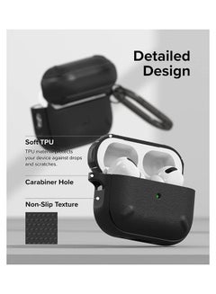 Ringke Onyx Cover For AirPods Pro 2nd Generation 2022 Extreme Tough Silicone Type Shockproof Premium TPU Non-Slip Bumper Case With Keychain Carabiner Black  - Image 3