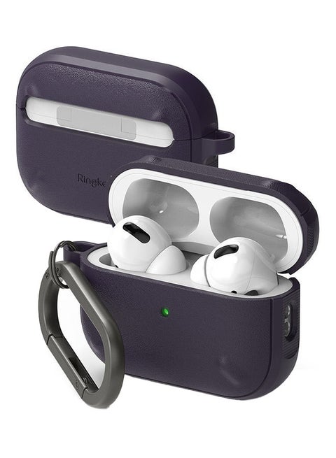 Onyx Cover For Air Pods Pro 2nd Generation 2022 Extreme Tough Silicone Type Shockproof Premium TPU Non Slip Bumper Case With Keychain Carabiner Deep Purple
