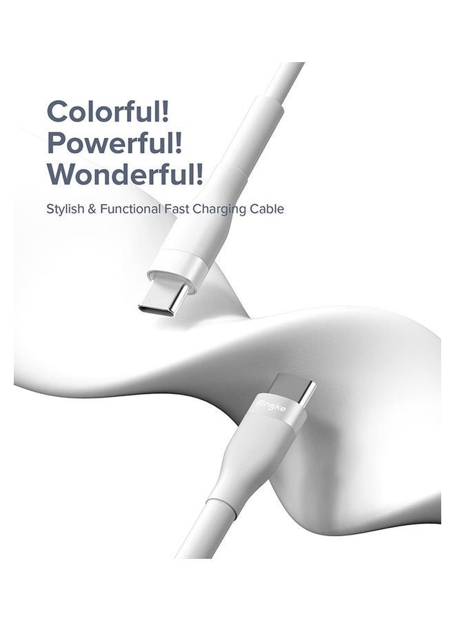 Ringke Fast Charging Pastel Cable USB Type-C To Type-C 2M Long Lasting And Auto Turn Off Charge Once Battery Is Full White - Image 2