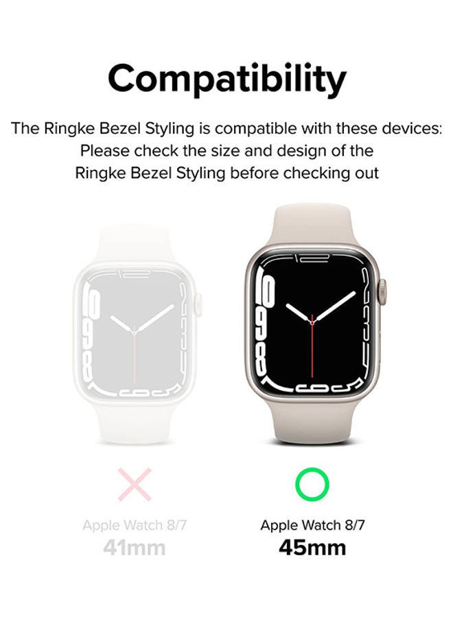 Ringke Bezel Styling For Apple Watch 8 Or 7 45mm Stainless Steel Adhesive Frame Ring Cover Anti Scratch Protection Silver  - Image 2