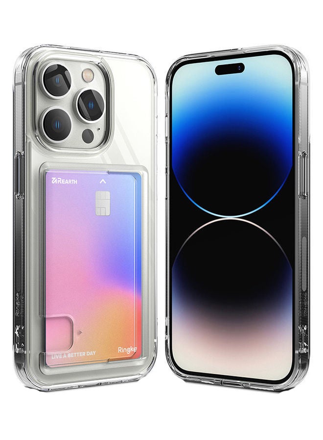Ringke - Fusion Card Case Transparent Hard Back With Built-In Slim Card Holder Wallet Cover For iPhone 14 Pro Clear - Image 1
