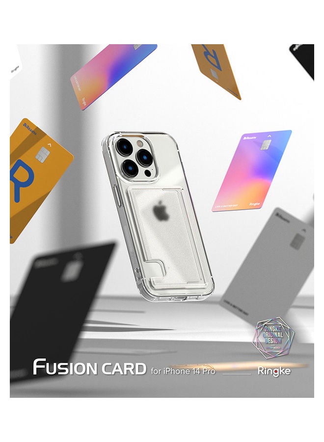 Ringke - Fusion Card Case Transparent Hard Back With Built-In Slim Card Holder Wallet Cover For iPhone 14 Pro Clear - Image 1