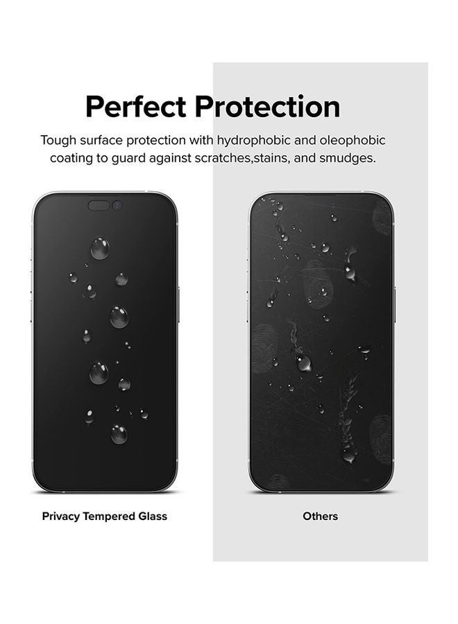 Ringke Privacy Tempered Glass Protector For iPhone 14 Pro Screen Full-Coverage 9H Hardness Shatterproof Black - Image 3