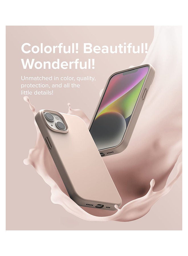 Ringke Silicone Cover For iPhone 14 Case Lightweight Flexible Scratch Resistant Soft Microfiber Full-Body Protective Phone Cover Pink Sand - Image 3