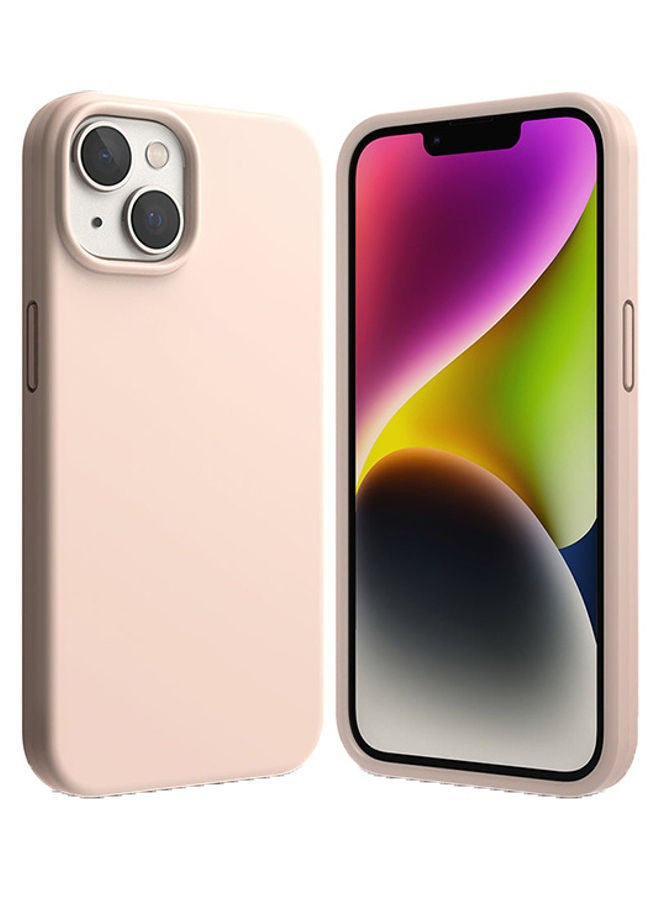 Ringke Silicone Cover For iPhone 14 Case Lightweight Flexible Scratch Resistant Soft Microfiber Full-Body Protective Phone Cover Pink Sand - Image 1
