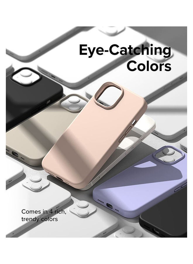 Ringke Silicone Cover For iPhone 14 Case Lightweight Flexible Scratch Resistant Soft Microfiber Full-Body Protective Phone Cover Pink Sand - Image 4