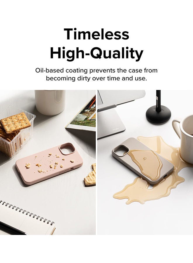 Ringke Silicone Cover For iPhone 14 Case Lightweight Flexible Scratch Resistant Soft Microfiber Full-Body Protective Phone Cover Pink Sand - Image 5