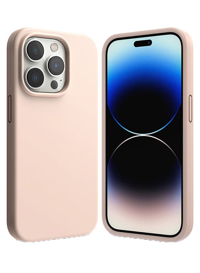 Ringke Silicone Case For iPhone 14 Pro Max Case Lightweight Flexible Scratch Resistant Soft Microfiber Full-Body Protective Phone Cover Pink Sand - Image 1