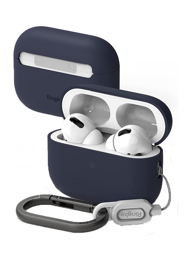 Ringke - Silicone Cover For AirPods Pro 2nd Generation Case Anti-Scratch Shockproof Rugged Protective Case Midnight Blue - Image 1