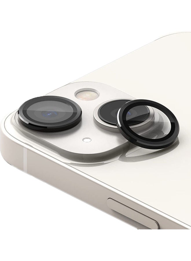 Ringke Camera Lens Frame Glass For iPhone 14 Or Plus Protector Anti-Fingerprint Aluminum Alloy Frames Adhesive Coating Black  - Image 1