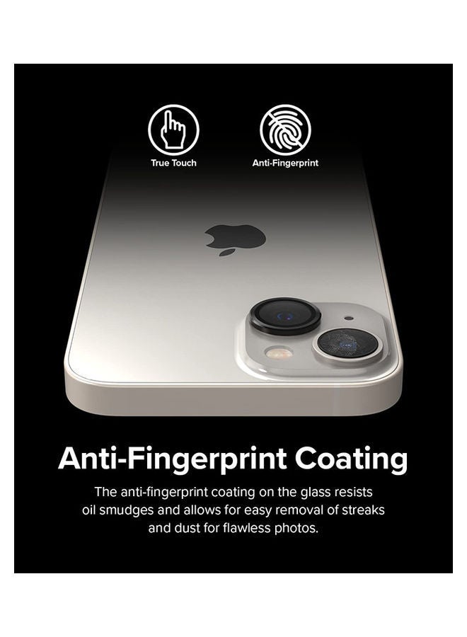 Ringke Camera Lens Frame Glass For iPhone 14 Or Plus Protector Anti-Fingerprint Aluminum Alloy Frames Adhesive Coating Black  - Image 4