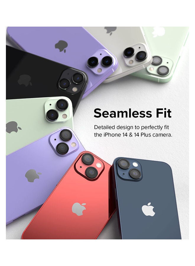 Ringke Camera Lens Frame Glass For iPhone 14 Or Plus Protector Anti-Fingerprint Aluminum Alloy Frames Adhesive Coating Black  - Image 5