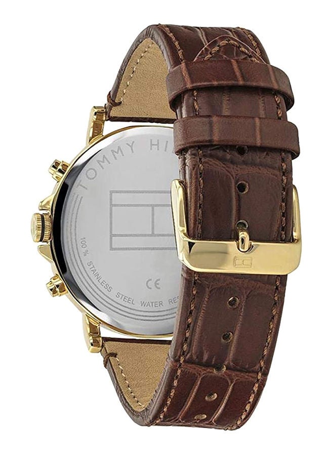 Men's Daniel Round Shape Leather Band Analog Wrist Watch 46 mm - Brown - 1710380 - v1671022110/N30082919A_3