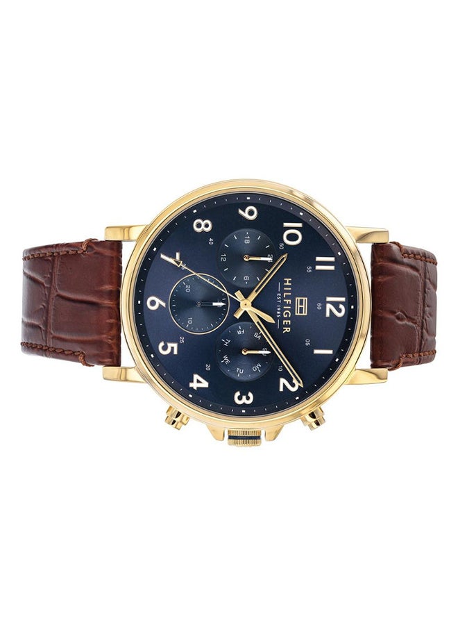 Men's Daniel Round Shape Leather Band Analog Wrist Watch 46 mm - Brown - 1710380 - v1671022110/N30082919A_5