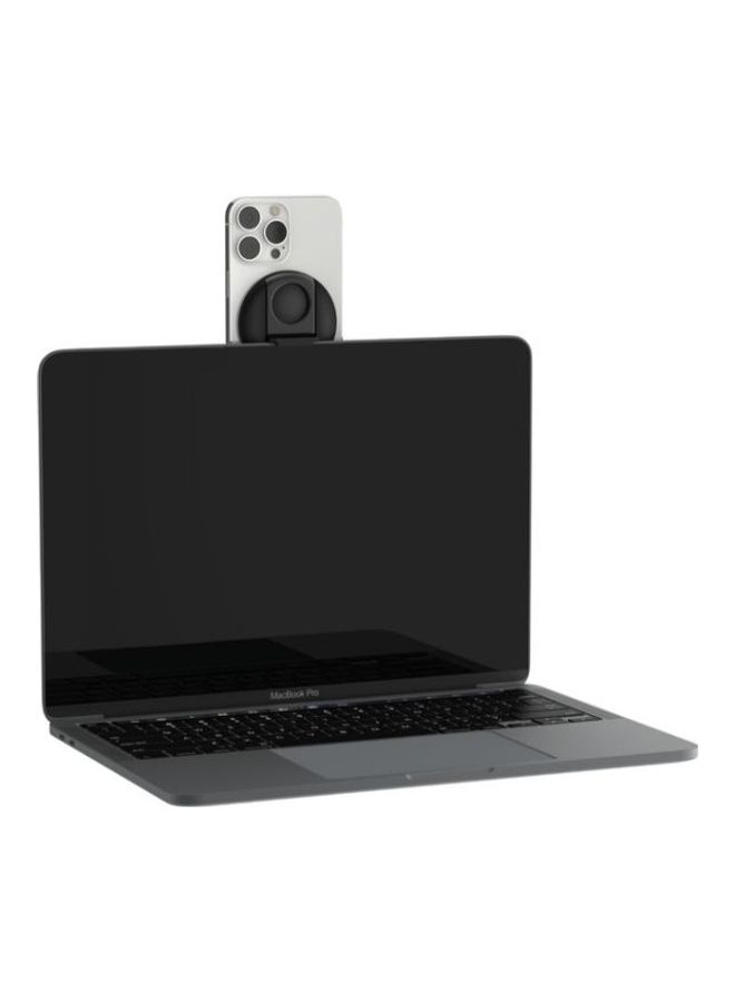 belkin Magsafe Camera Mount For Macbook - Magnetic iPhone Continuity Camera Holder, Transform iPhone To Webcam - Compatible With Macbook Pro, Air, iPhone 15, 14, 13, 12 - Enhanced Stability Ring Grip Black  - Image 3