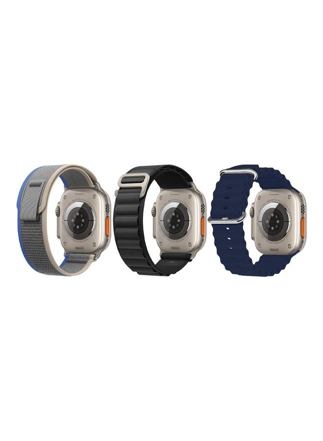 MARGOUN - 3Pack for Apple Watch Band 49mm 45mm 44mm 42mm Alpine Loop Band, Trail Band, Ocean Band Compatible with Apple Watch Ultra/8/7/SE/6/5/4/3/2/1 Dark Blue/Black/Dark Grey - Image 1