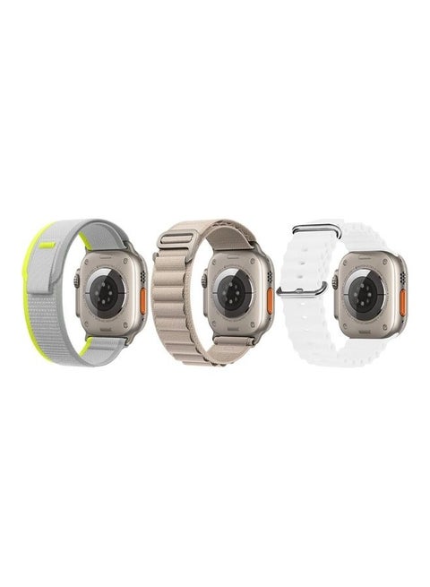 3Pack for Apple Watch Band 49mm 45mm 44mm 42mm Alpine Loop Band, Trail Band, Ocean Band Compatible with Apple Watch Ultra/8/7/SE/6/5/4/3/2/1 White/Beige/Grey