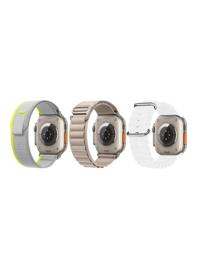 MARGOUN - 3Pack for Apple Watch Band 49mm 45mm 44mm 42mm Alpine Loop Band, Trail Band, Ocean Band Compatible with Apple Watch Ultra/8/7/SE/6/5/4/3/2/1 White/Beige/Grey - Image 1