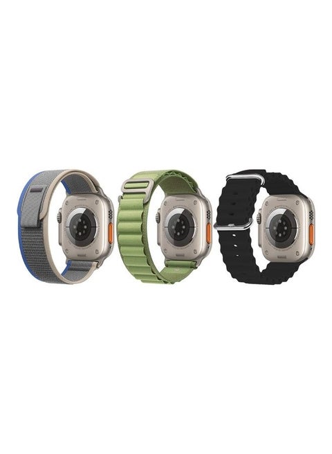 3Pack for Apple Watch Band 49mm 45mm 44mm 42mm Alpine Loop Band, Trail Band, Ocean Band Compatible with Apple Watch Ultra/8/7/SE/6/5/4/3/2/1 Black/Green/Dark Grey