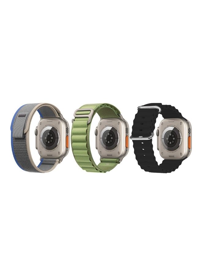 MARGOUN - 3Pack for Apple Watch Band 49mm 45mm 44mm 42mm Alpine Loop Band, Trail Band, Ocean Band Compatible with Apple Watch Ultra/8/7/SE/6/5/4/3/2/1 Black/Green/Dark Grey - Image 1