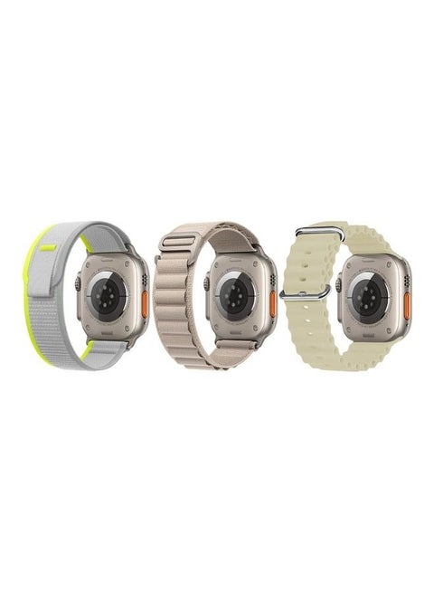 3Pack for Apple Watch Band 49mm 45mm 44mm 42mm Alpine Loop Band, Trail Band, Ocean Band Compatible with Apple Watch Ultra/8/7/SE/6/5/4/3/2/1 Beige/Grey