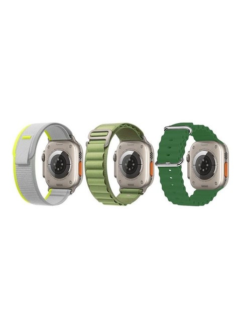 3Pack for Apple Watch Band 49mm 45mm 44mm 42mm Alpine Loop Band, Trail Band, Ocean Band Compatible with Apple Watch Ultra/8/7/SE/6/5/4/3/2/1 Dark Green/Light Green/Grey
