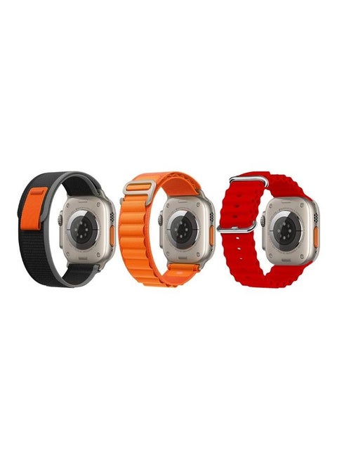 3Pack for Apple Watch Band 49mm 45mm 44mm 42mm Alpine Loop Band, Trail Band, Ocean Band Compatible with Apple Watch Ultra/8/7/SE/6/5/4/3/2/1 Red/Orange/Black