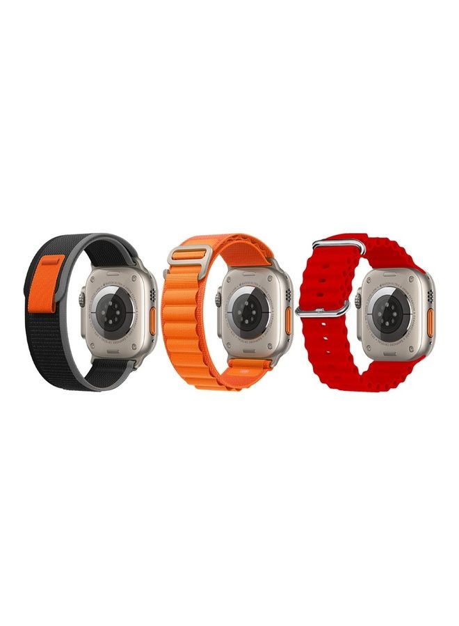 MARGOUN - 3Pack for Apple Watch Band 49mm 45mm 44mm 42mm Alpine Loop Band, Trail Band, Ocean Band Compatible with Apple Watch Ultra/8/7/SE/6/5/4/3/2/1 Red/Orange/Black - Image 1