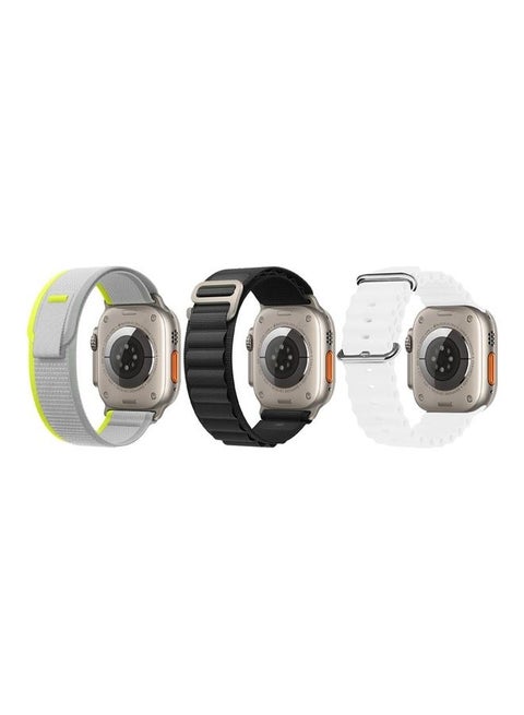 3Pack for Apple Watch Band 49mm 45mm 44mm 42mm Alpine Loop Band, Trail Band, Ocean Band Compatible with Apple Watch Ultra/8/7/SE/6/5/4/3/2/1 White/Black/Grey