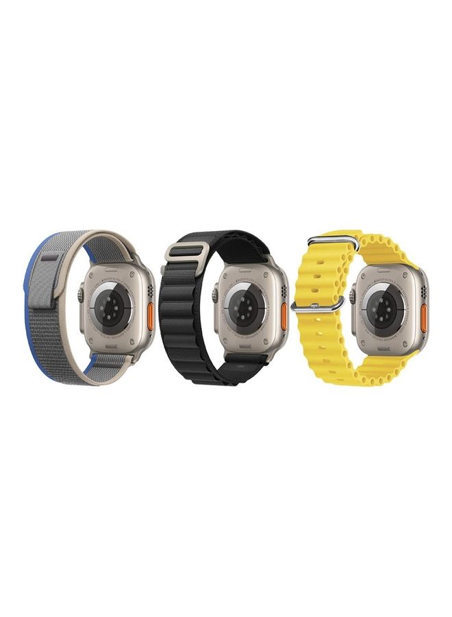MARGOUN - 3Pack for Apple Watch Band 49mm 45mm 44mm 42mm Alpine Loop Band, Trail Band, Ocean Band Compatible with Apple Watch Ultra/8/7/SE/6/5/4/3/2/1 Yellow/Black/Dark Grey - Image 1