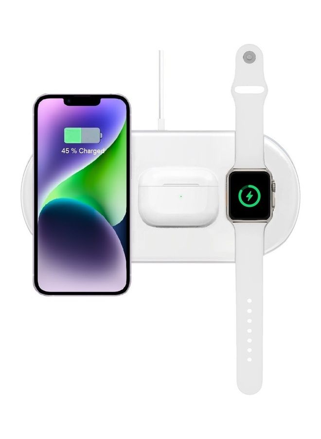 MARGOUN - 3-in-1 Wireless Charger for Apple Devices iPhone / Apple Watch/ AirPods with Universal Qi Compatibility Fast Charging Dock for iPhone 14 Series and iWatch 8/Ultra White - Image 1