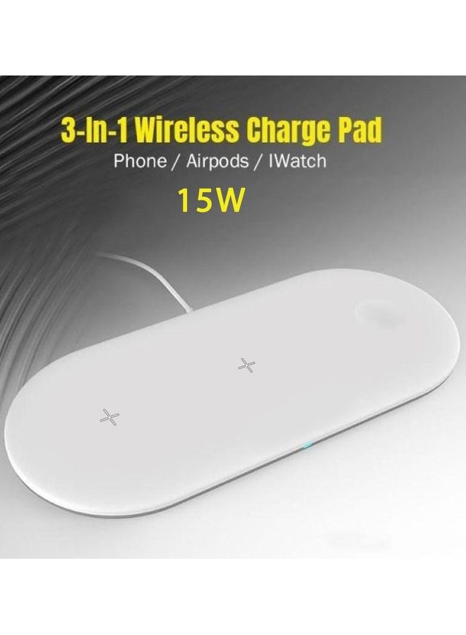 MARGOUN - 3-in-1 Wireless Charger for Apple Devices iPhone / Apple Watch/ AirPods with Universal Qi Compatibility Fast Charging Dock for iPhone 14 Series and iWatch 8/Ultra White - Image 1