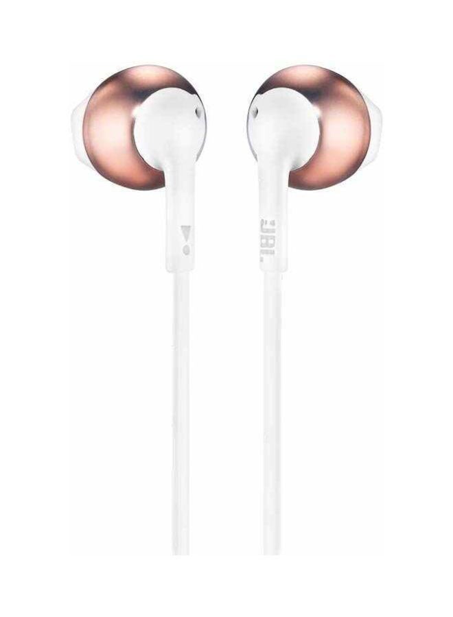 JBL - T205 Wired In-Ear Earphones With Mic Rose Gold/White - Image 1