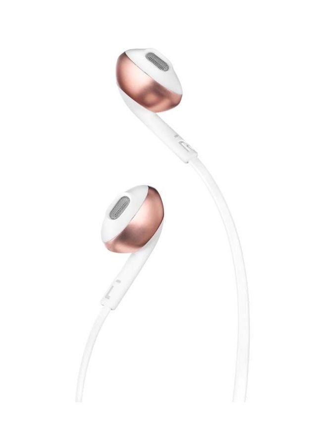 JBL - T205 Wired In-Ear Earphones With Mic Rose Gold/White - Image 1