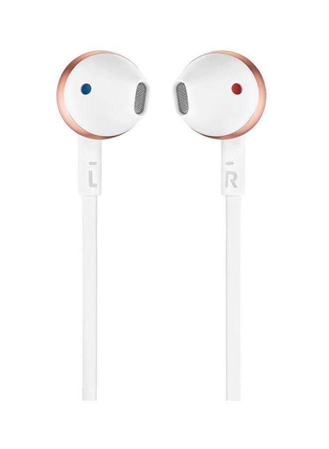 JBL - T205 Wired In-Ear Earphones With Mic Rose Gold/White - Image 1