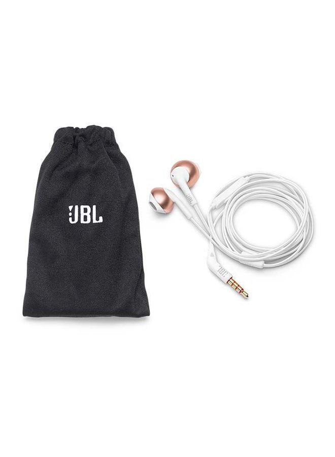 JBL - T205 Wired In-Ear Earphones With Mic Rose Gold/White - Image 1