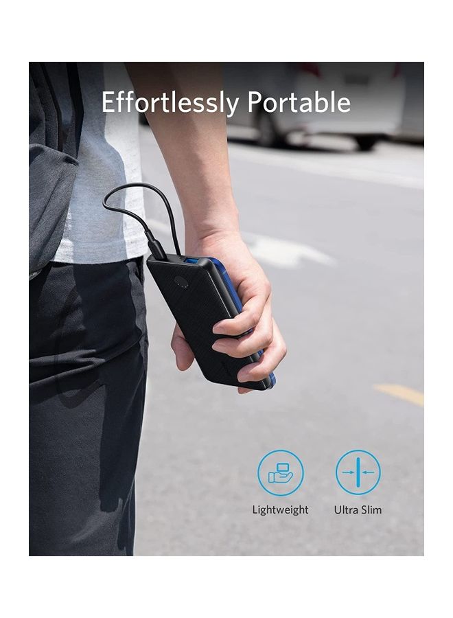 Anker - Power Bank, USB-C Portable Charger 10000mAh with 20W Power Delivery, 523 Power Bank (PowerCore Slim 10K PD) for iPhone 14 Series / iPhone 13 Series, S20, Pixel 4, and More Black - Image 1